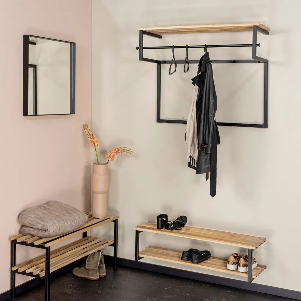 Czarna/w naturalnym kolorze metalowa wisząca szafka na buty 100x26x34 cm Marco – Spinder Design