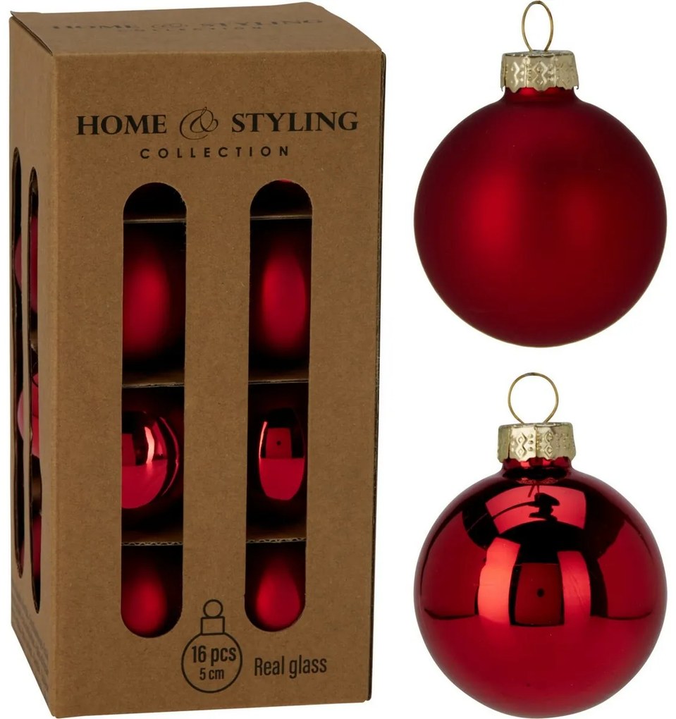 Zestaw 16 szt. ozdób choinkowych Crystal Harmony, czerwony, śr. 5 cm, szkło, 4HOME