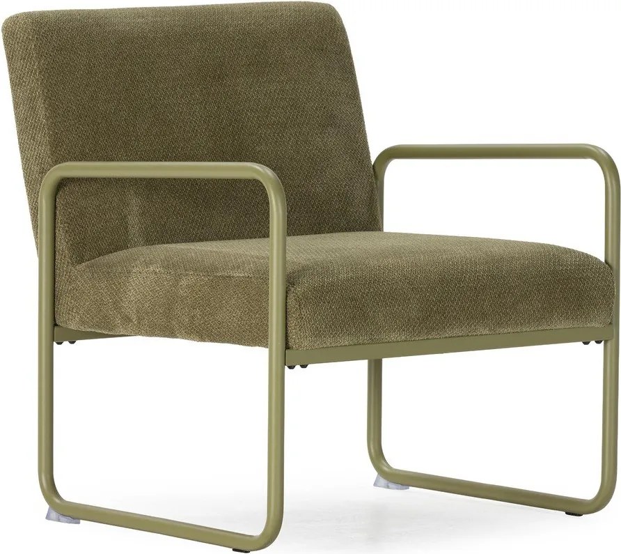 Zielony fotel z tkaniny szenilowej Vince – MOME