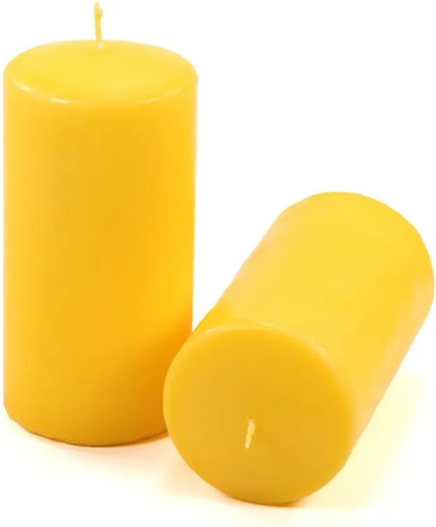 Zestaw świec słupkowych, 15 cm, Ø 7,5 cm, żółty, 4 sztuki.