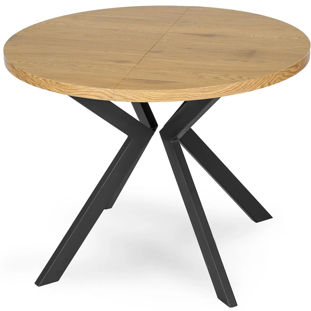 Stół Okrągły Rozkładany LUKAS 100-250 cm Dąb Złoty Nowoczesny Loft