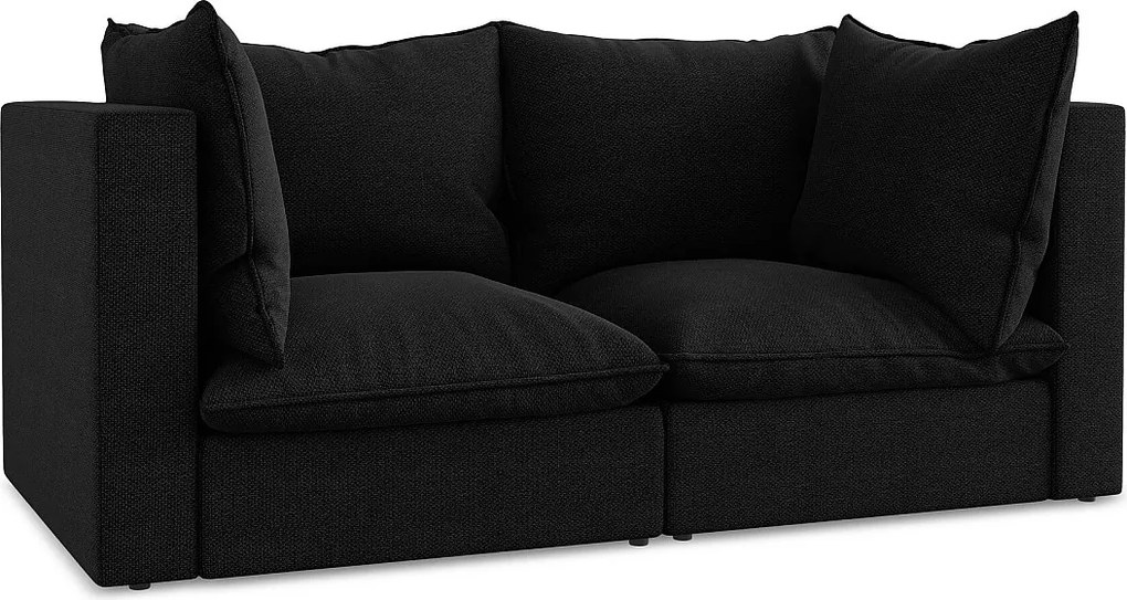 Modułowa sofa 2-osobowa - z tkaniny bouclé - czarny - MANAO