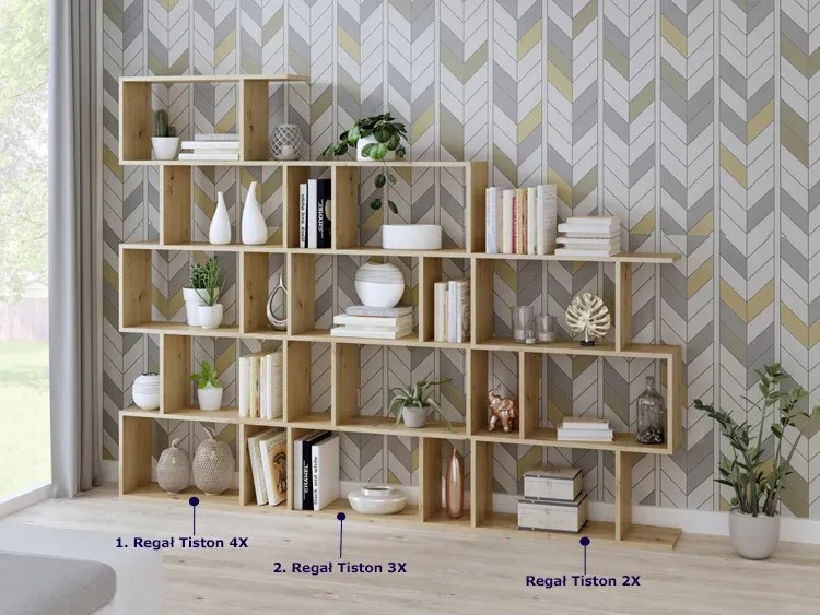 Młodzieżowy regał z półkami dąb artisan - Tiston 5X
