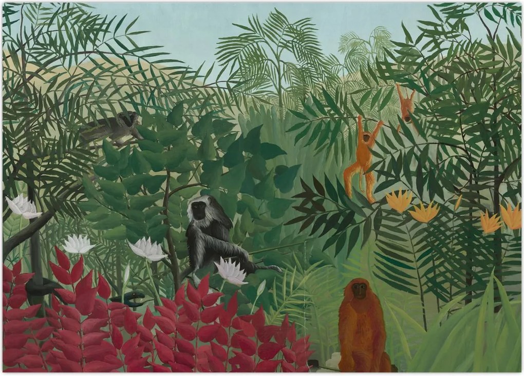 Obraz - Henri Rousseau, Tropical Forest with Monkeys, reprodukcje (70x50 cm)