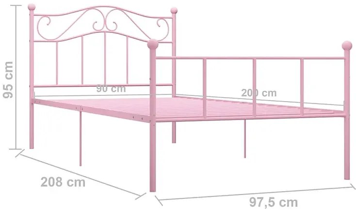 Różowe minimalistyczne łóżko z metalu 90x200 cm - Fiosa