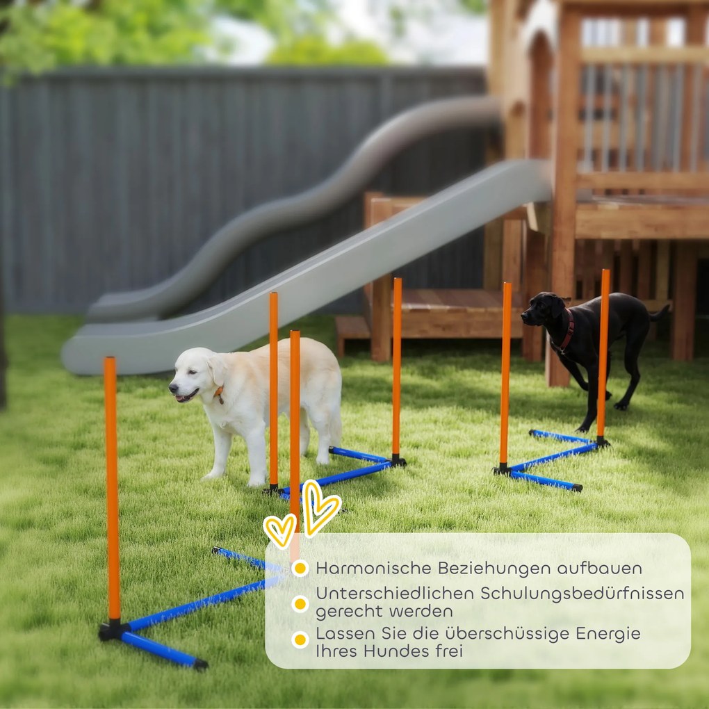 PawHut Zestaw Agility dla psów 3-częściowy zestaw Agility ze słupkami slalomowymi torba transportowa zestaw treningowy dla psów wszystkich rozmiarów Pomarańczowy | Aosom PL