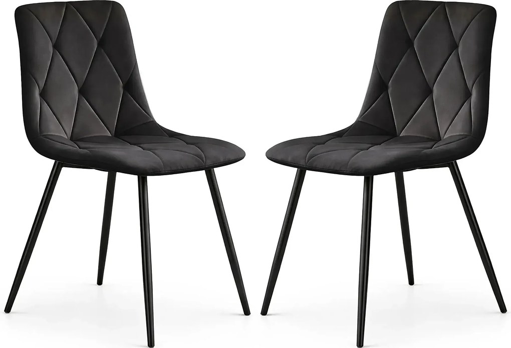 Zestaw 2 czarnych krzeseł tapicerowanych welurem L0-C41