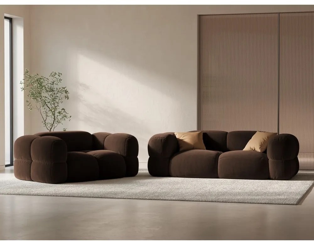 Ciemnobrązowa aksamitna sofa 210 cm Loretto – Cosmopolitan Design