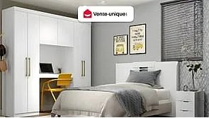 Zabudowa ANTERO – 6 par drzwi – Zawiera szafy i miejsce do przechowywania – Dł. 200 cm – Kolor biały