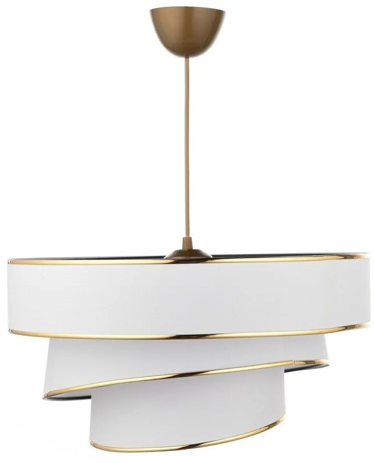 Lampa wisząca w biało-złotym kolorze z tekstylnym kloszem ø 40 cm Couper – Opviq lights