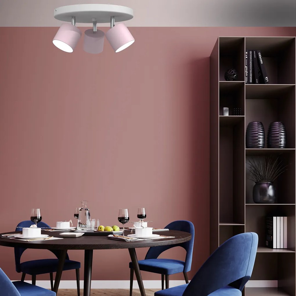 Lampa sufitowa DIXIE PINK 3xGX53, potrójna, na kole, kierunkowa, różowa