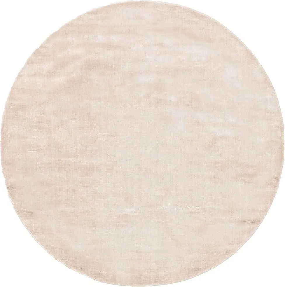 Okrągły dywan z wiskozy w kolorze kości słoniowej Nela A