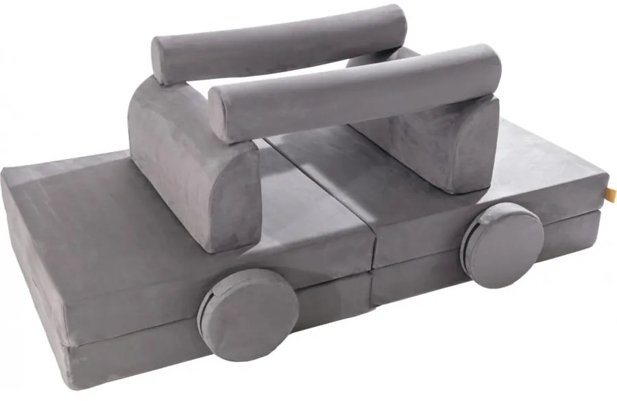 Velvet sofa dziecięca, szara - meowbaby®