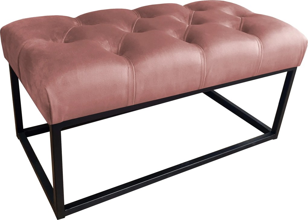 Ławka CHESTERFIELD tkanina Welur loft ławka metal : Kolor Stelaża - Czarny , Kolor tkaniny - VELVET - MG58, Typ tkaniny - Velvet