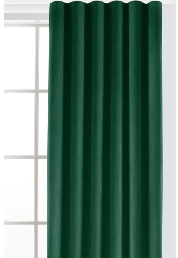 Zielona aksamitna zasłona częściowo zaciemniająca (dimout) 265x300 cm Velto – Filumi