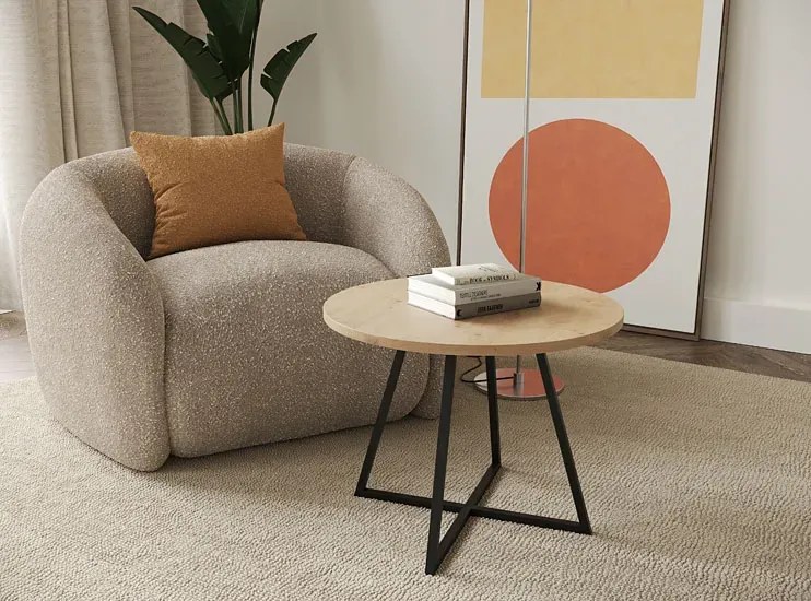 Minimalistyczny okrągły stolik kawowy dąb artisan W9-N99