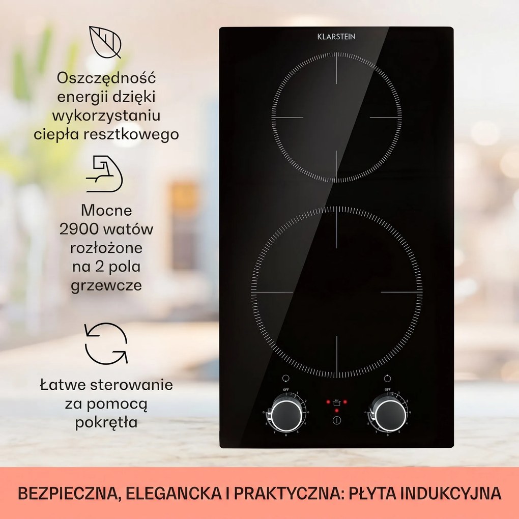 Klarstein Kochheld 30cm Płyta Indukcyjna 2 Strefy Gotowania Czarny