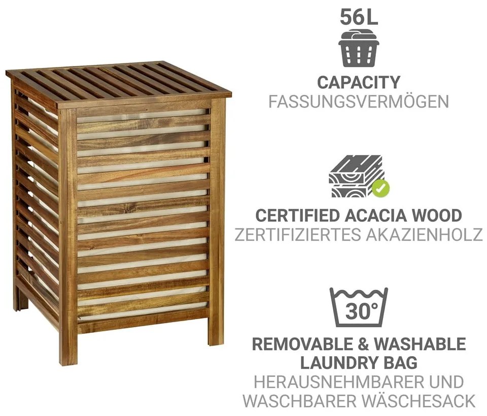 Drewniany kosz na pranie w ciemnym naturalnym kolorze 56 l Fondi – Wenko