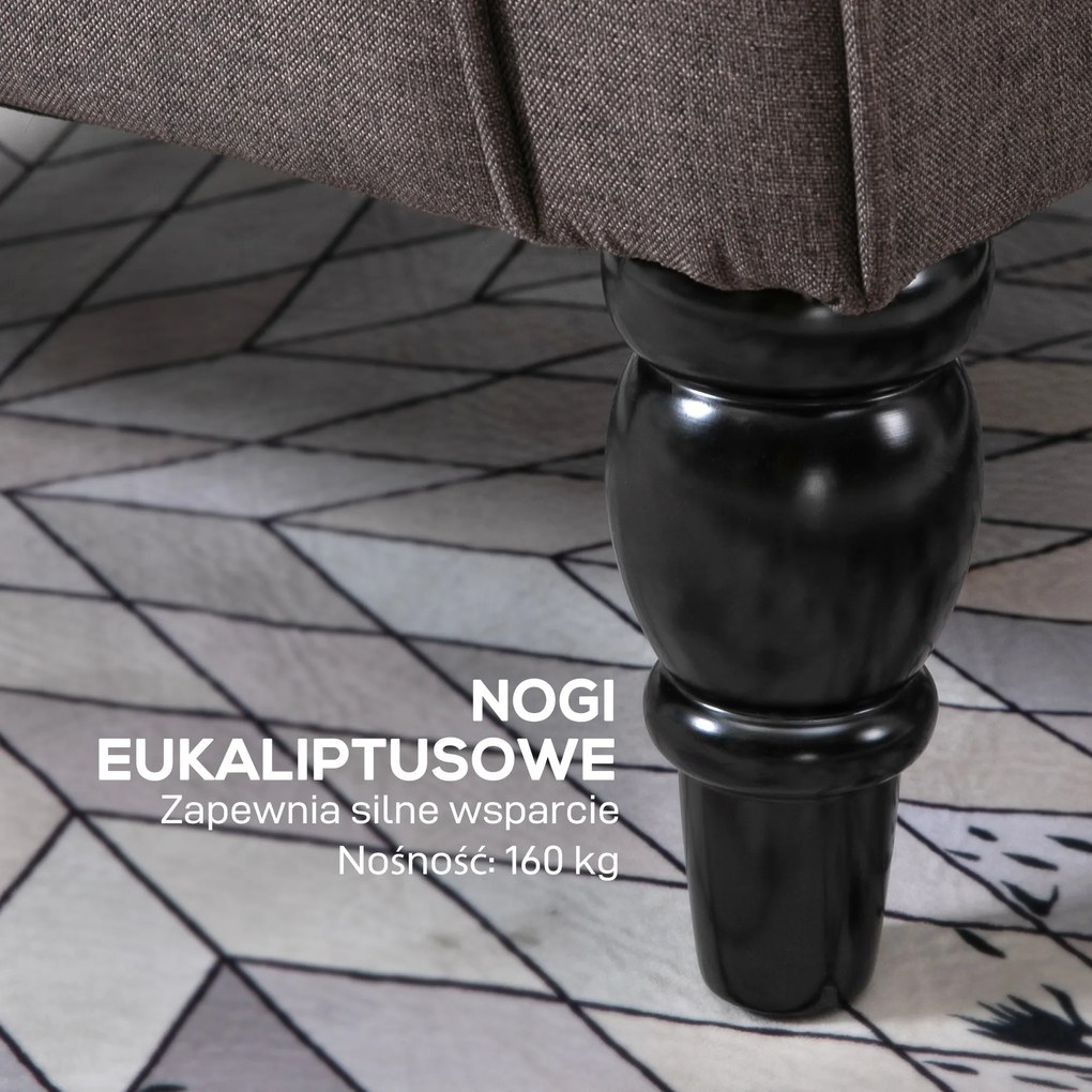 HOMCOM Fotel Uszny z Pikowaniem – Elegancja i Komfort w Twoim Salonie, Brązowy