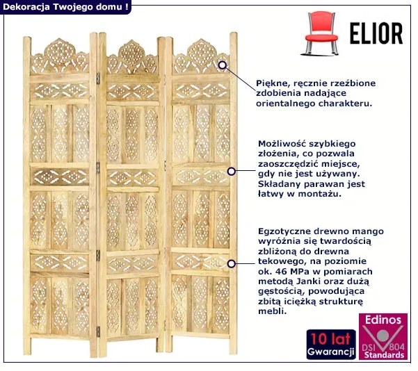 Orientalny parawan rzeźbiony -120 x 165 cm T6-L33