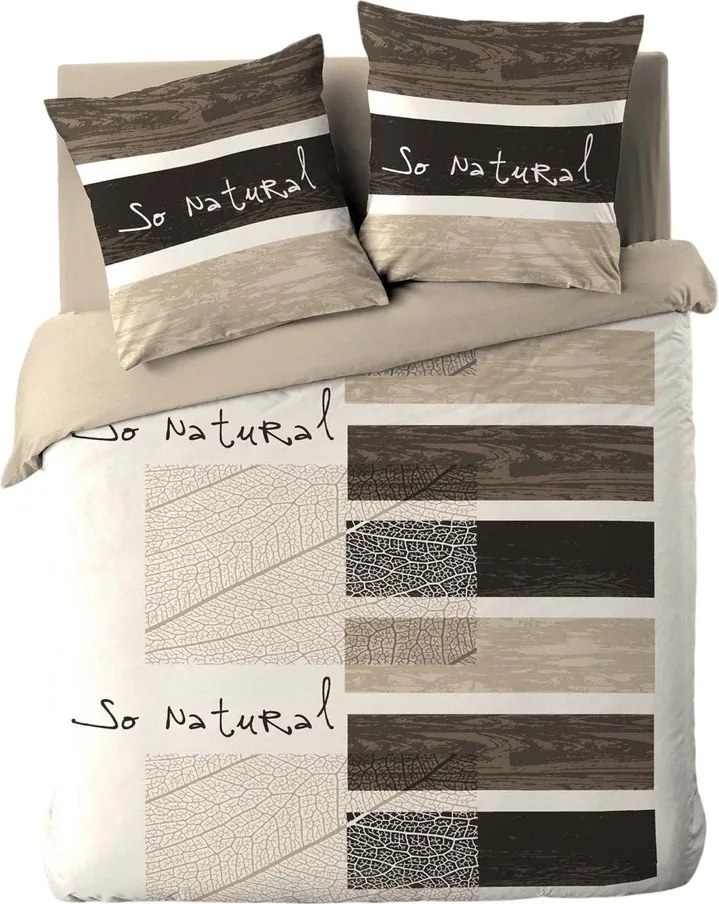 Brązowa bawełniana pościel dwuosobowa 200x200 cm So Natural – douceur d'intérieur