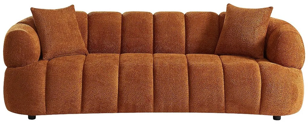 Kanapa  3-osobowa z terakotowej tkaniny z bukli COLIANI