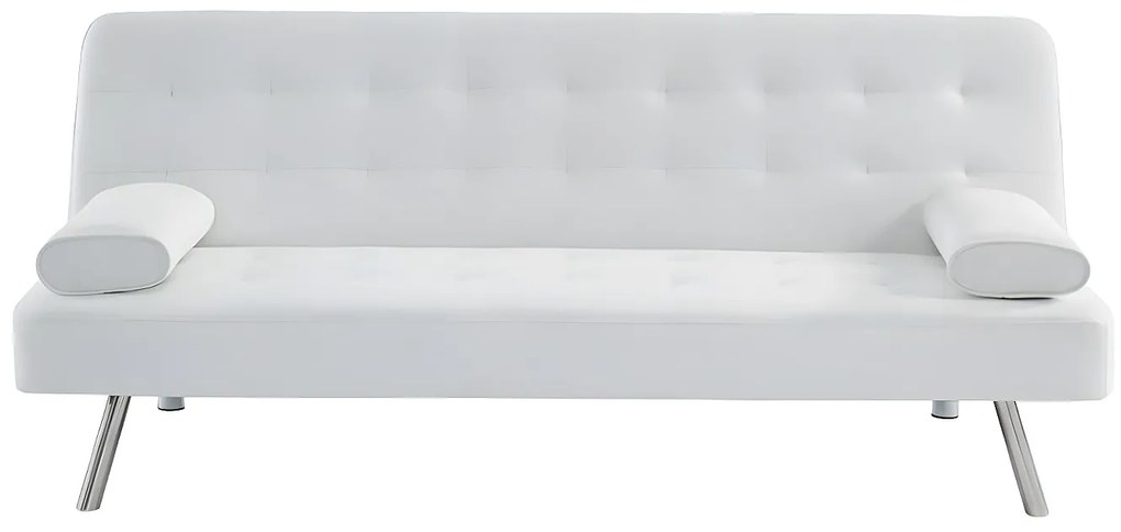 Rozkładana kanapa z funkcją spania MICHELLE II z ekoskóry – kolor biały