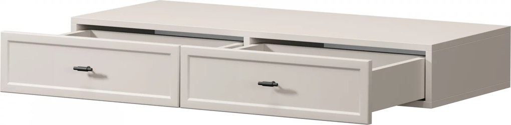 Toaletka wisząca Lorini 100 cm z szufladami - kaszmir / czarne uchwyty T-bar