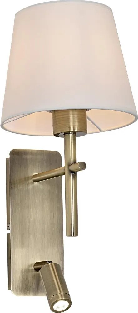 Zuma Line W4106-2AB+WH-LED Kinkiet LUNA 1xE27/40W/230V + LED/2,5W mosiądz/biały