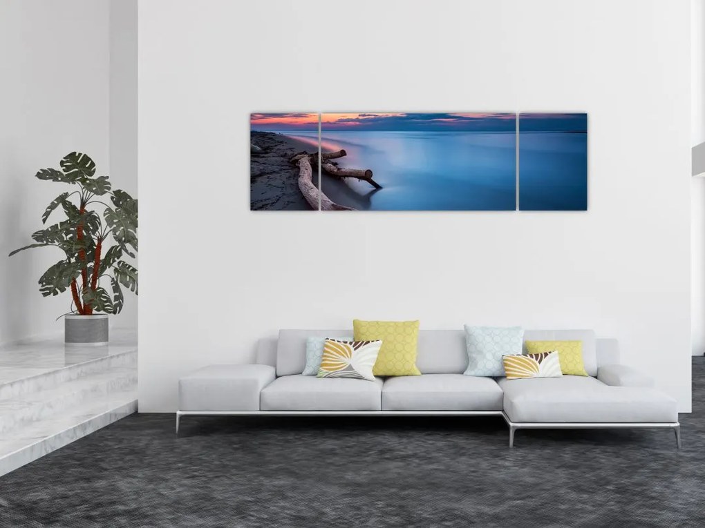 Obraz plaży o zachodzie słońca (170x50 cm)