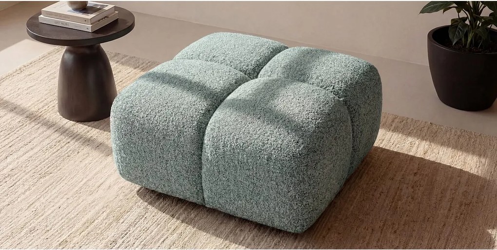 Pufa, podnóżek, tkanina szenilowa Puente, Miętowy, Averro