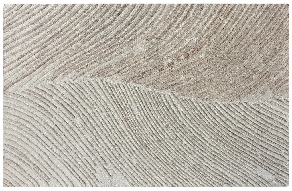 Dywan z wypukłym wzorem ręcznie tkany 100% wełny - 160 x 230 cm - 2200g/m2 - Kość słoniowa - SERAPHINA