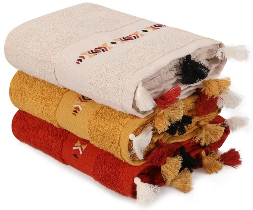 Bawełniane ręczniki frotte zestaw 3 szt. 50x90 cm Asorti – Foutastic