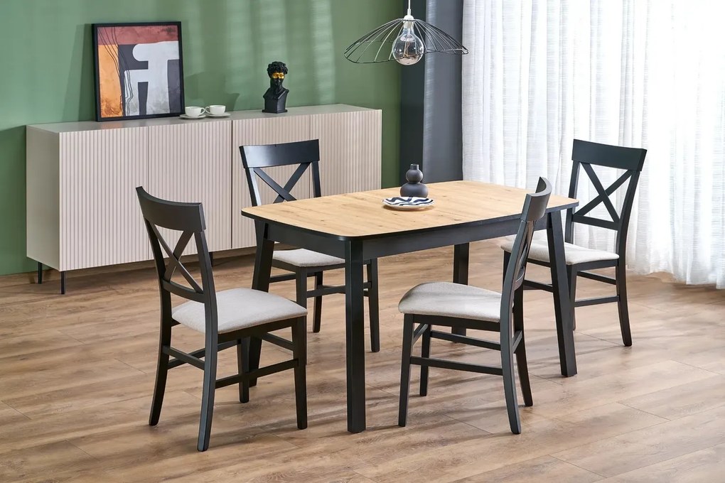Stół rozkładany BARRIL 130(170)x80 dąb artisan/czarny HALMAR