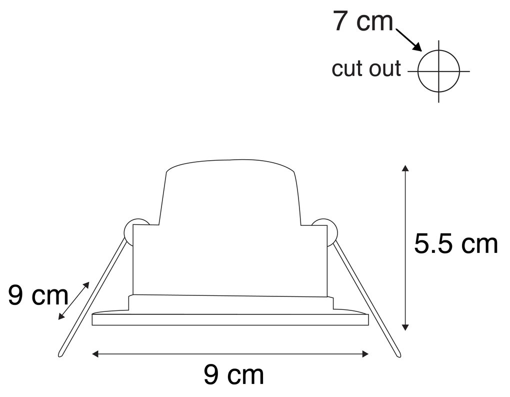 Zestaw 6 wpuszczanych reflektorów czarnych w komplecie z LED 3-stopniowy ściemniacz IP65 - Simply