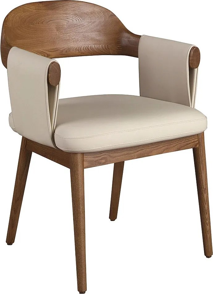 Krzesło z orzecha włoskiego i kremowej skóry 5186 ANGEL CERDA
