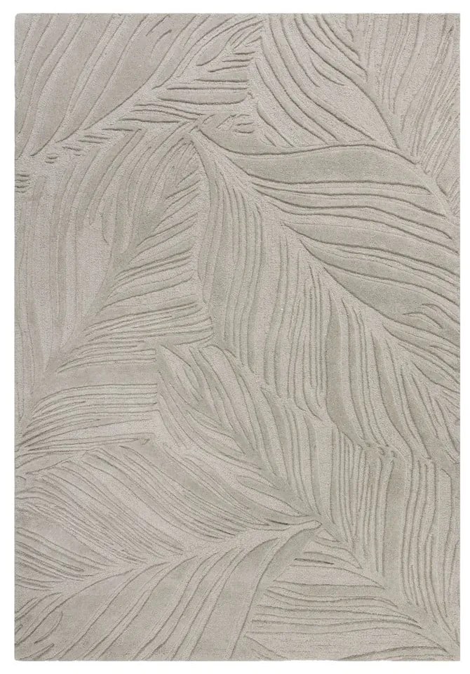 Jasnoszary wełniany dywan 200x290 cm Lino Leaf – Flair Rugs