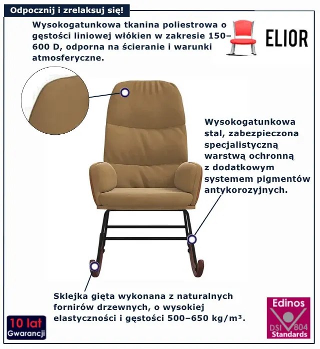 Brązowy tapicerowany fotel bujany na płozach Z0-W06