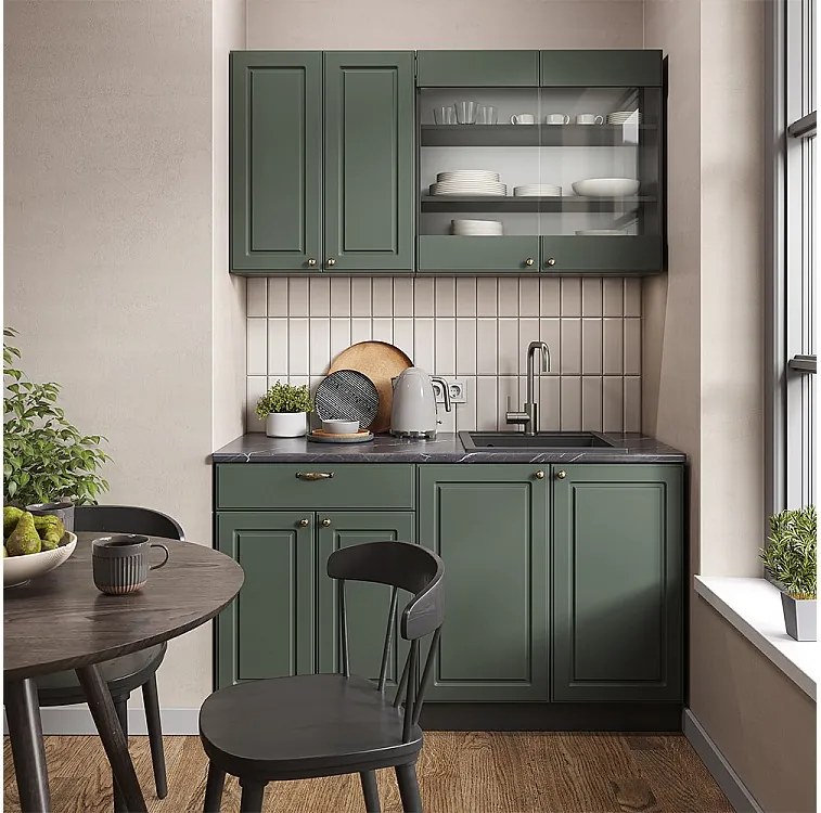 Pojedyncza kuchnia zielono-złoty country house/antracytowy 140x60x81.6 fame-line