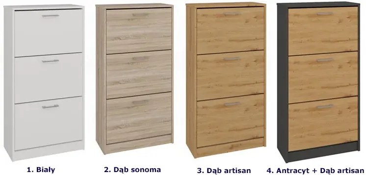 Szafka Na Buty Trzydrzwiowa Antracyt + Dąb Artisan B9-D92