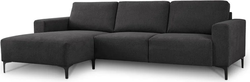 Antracytowy narożnik z tkaniny szenilowej (lewostronny/z szezlongiem) Fabian – Scandic