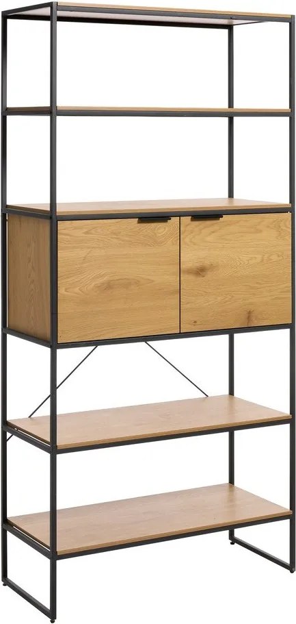 Regał w dekorze dębu w naturalnym kolorze 90x190x40 cm Cesura – Unique Furniture