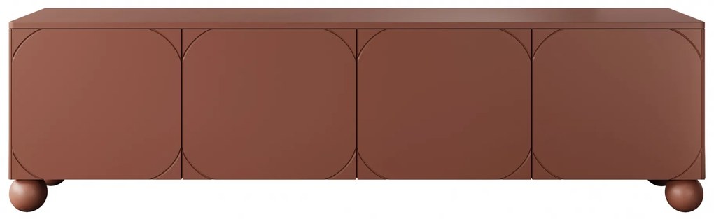 Szafka RTV Sonatia II 200 cm czterodrzwiowa na nogach kulach - burgund