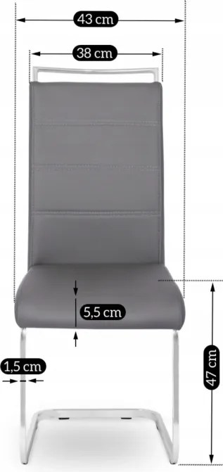 Krzesło Tapicerowane do Jadalni LOCA Szare Na Płozach Ekoskóra Nowoczesne