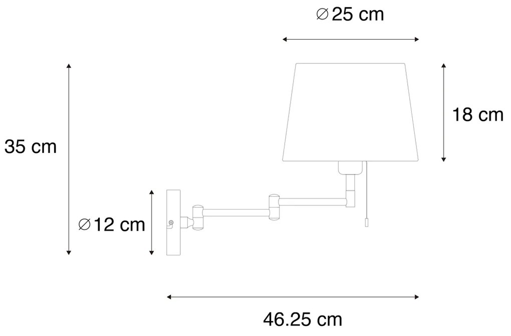 Lampa ścienna czarna z czarnym kloszem i regulowanym ramieniem - Ladas Deluxe