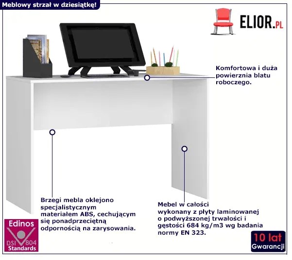 Białe biurko komputerowe klasyczne H1-P87