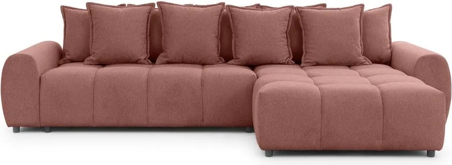 Narożnik (prawostronny/z szezlongiem) w kolorze terakoty Albane – Ropez