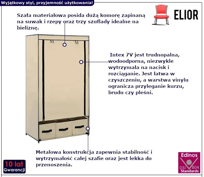 Składana materiałowa szafa kremowa - Titan