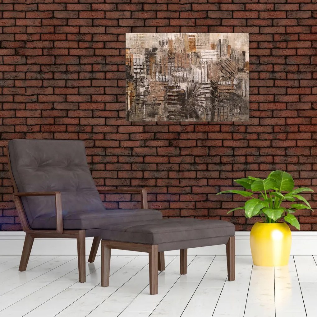 Obraz na szkle - Abstrakcja w odcieniach brązu (70x50 cm)
