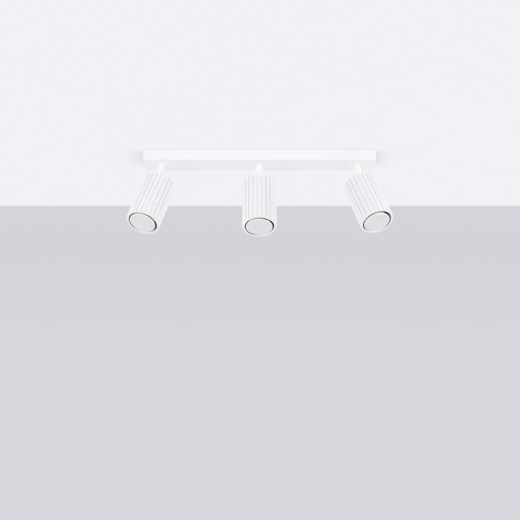 Lampa sufitowa minimalistyczny Gloow, aluminium - 3 źródło światła 4000K - L.45 x H.16.5 cm - biały